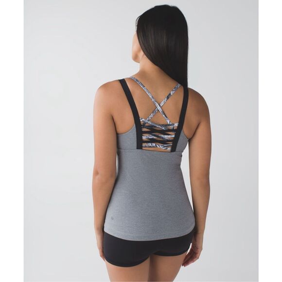 Lululemon Hot To Street Tank top Heathered Slate strappy back size 4 new - Picture 4 of 13